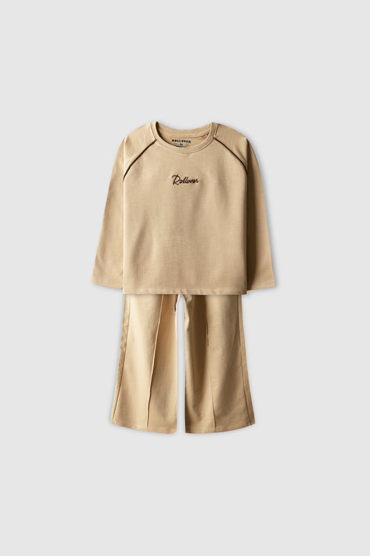 Girls Beige Motion Relaxed Co-ord Set
