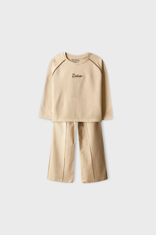 Girls Beige Motion Relaxed Co-ord Set