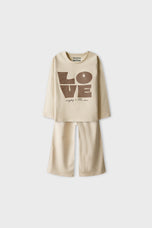 Girl Light Beige Love Co-ord Set