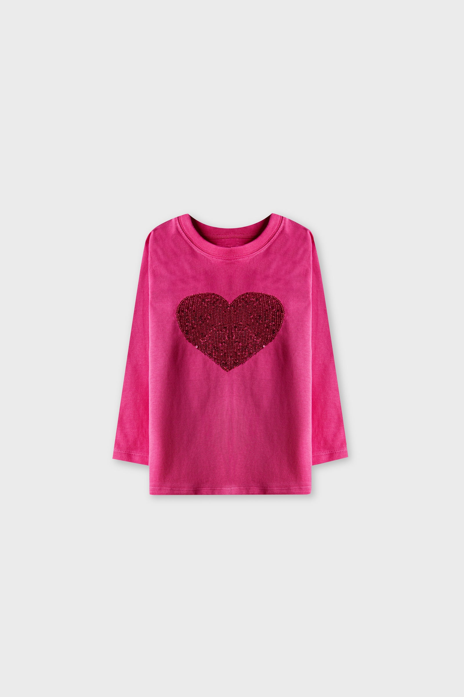 Girls Fuchsia Heart Sparkle Tee
