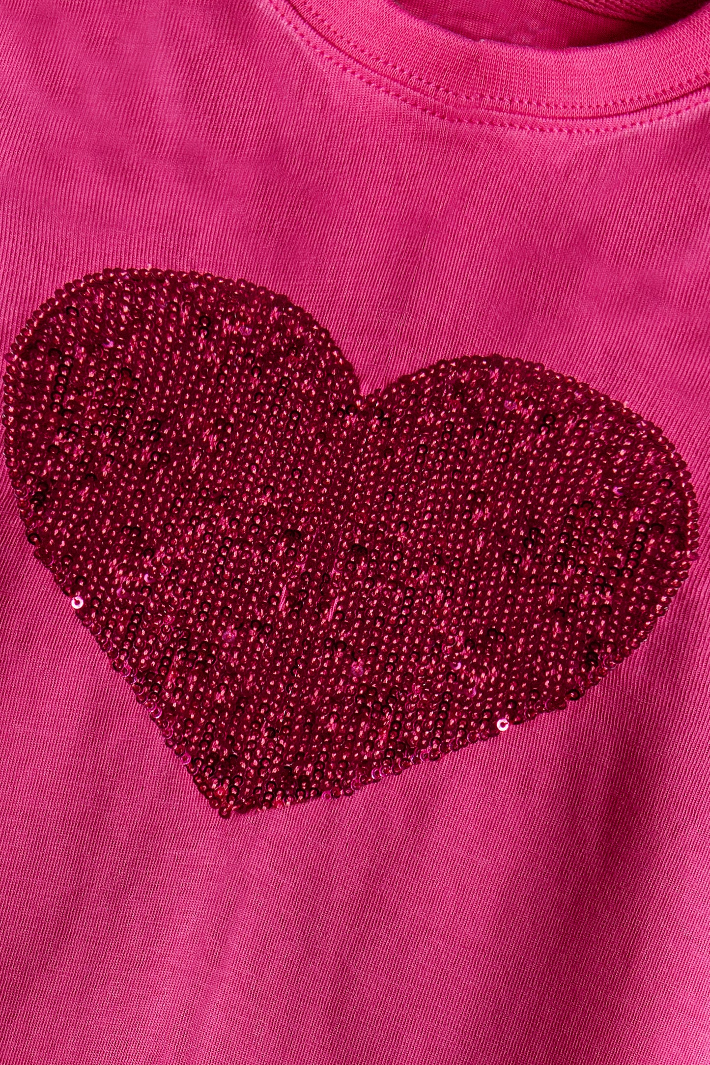 Girls Fuchsia Heart Sparkle Tee
