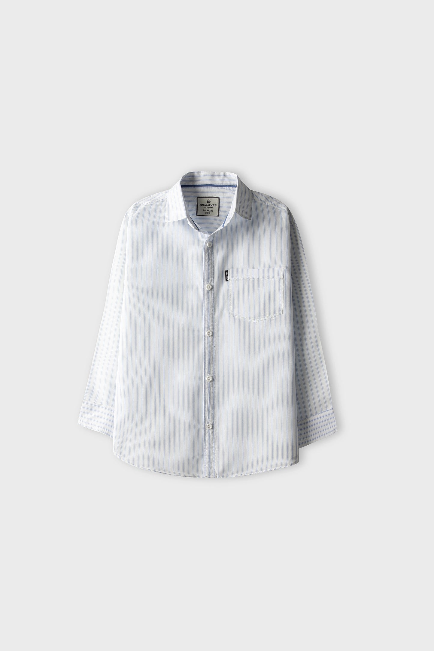 Boys White & Sky Striped Cotton Shirt