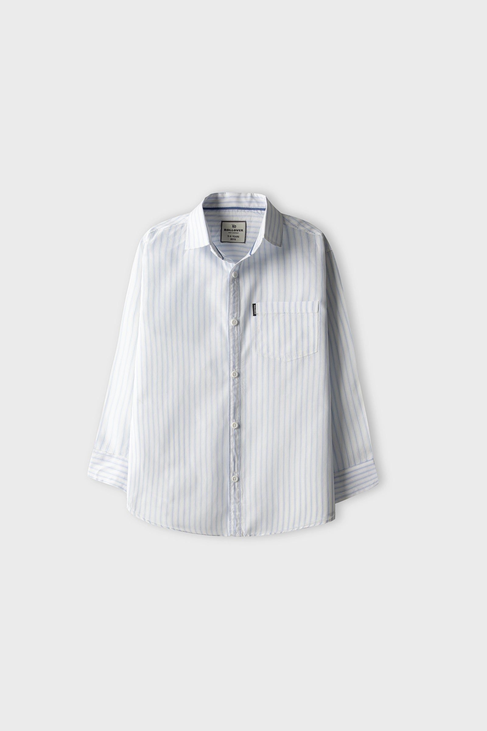 Boys White & Sky Striped Cotton Shirt