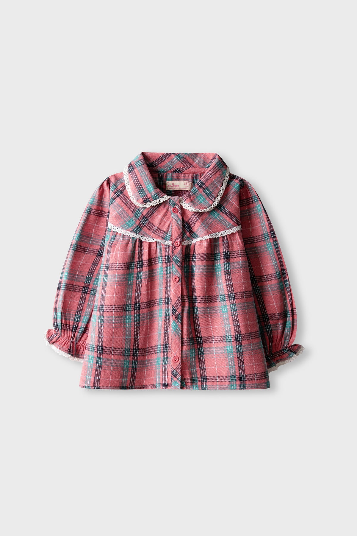 Rosewood Check Lace Flannel Top