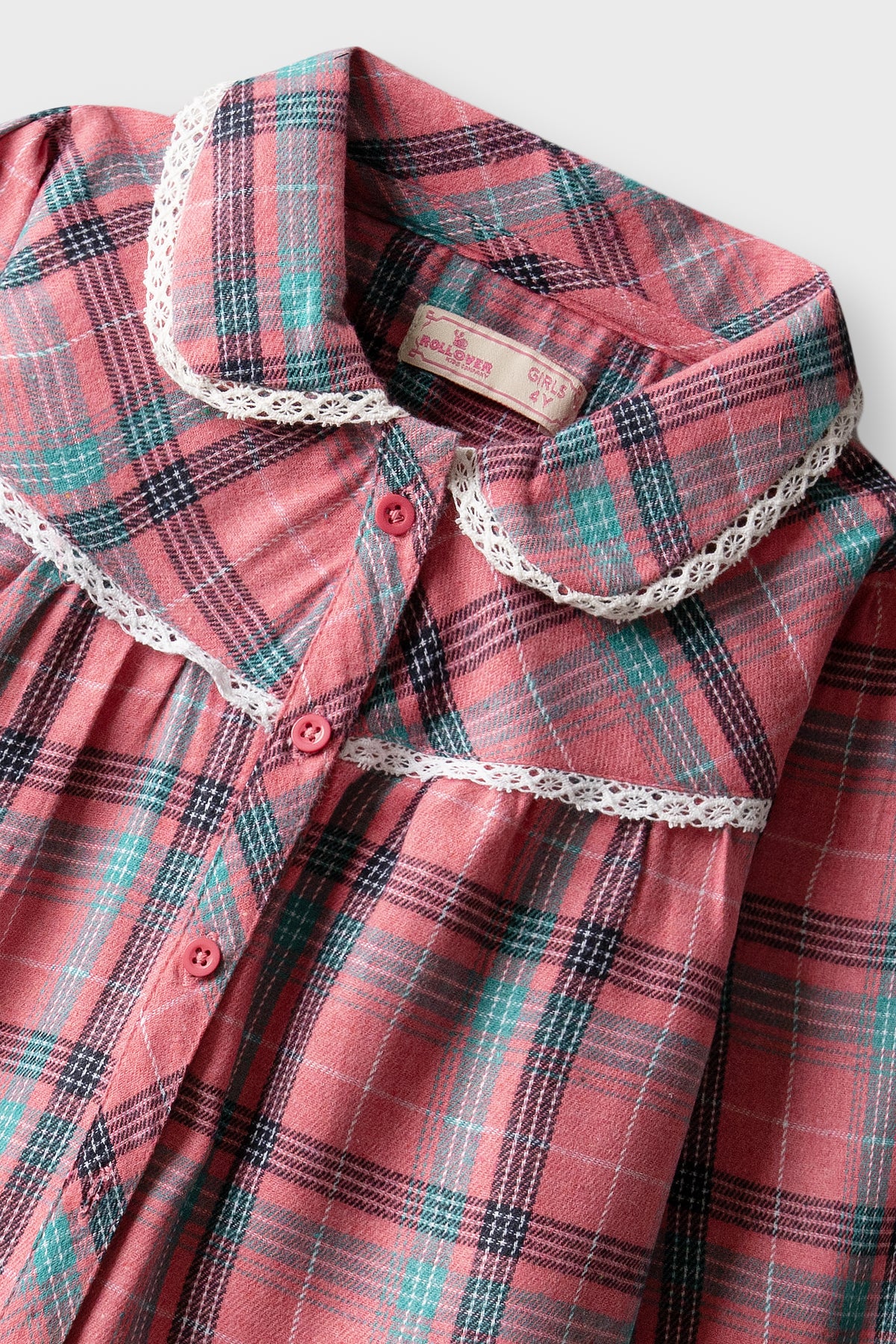 Rosewood Check Lace Flannel Top