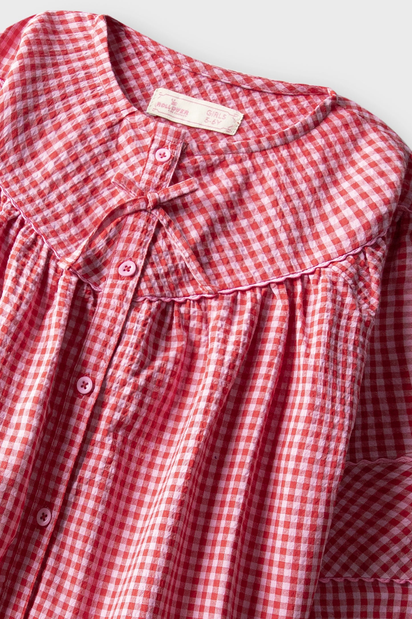 Ruby Gingham Bow Cotton Top