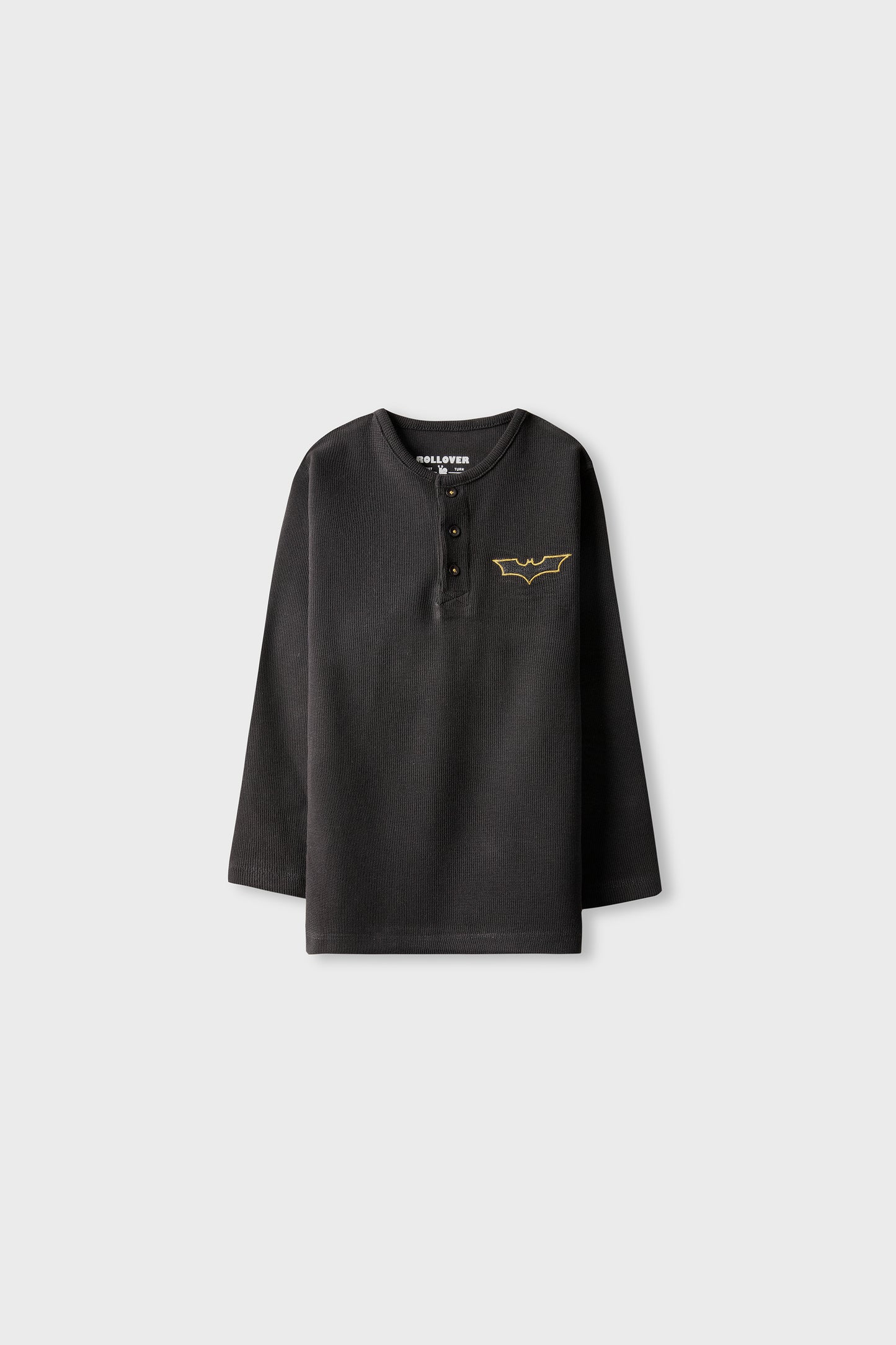 Boys Black Crest Waffle Tee
