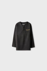 Boys Black Crest Waffle Tee
