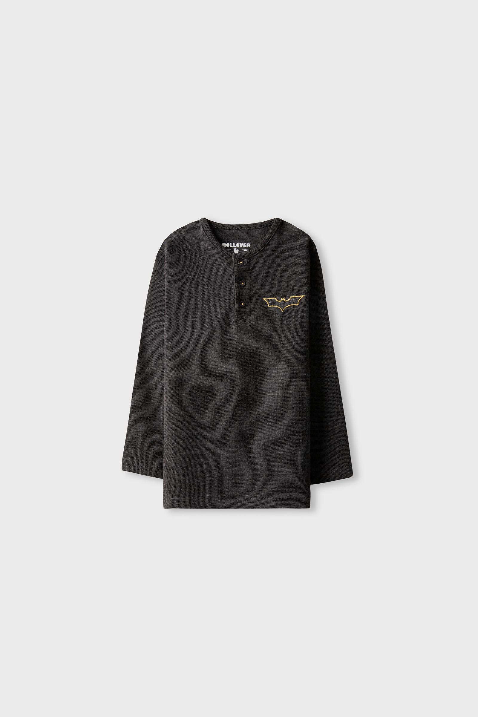 Boys Black Crest Waffle Tee