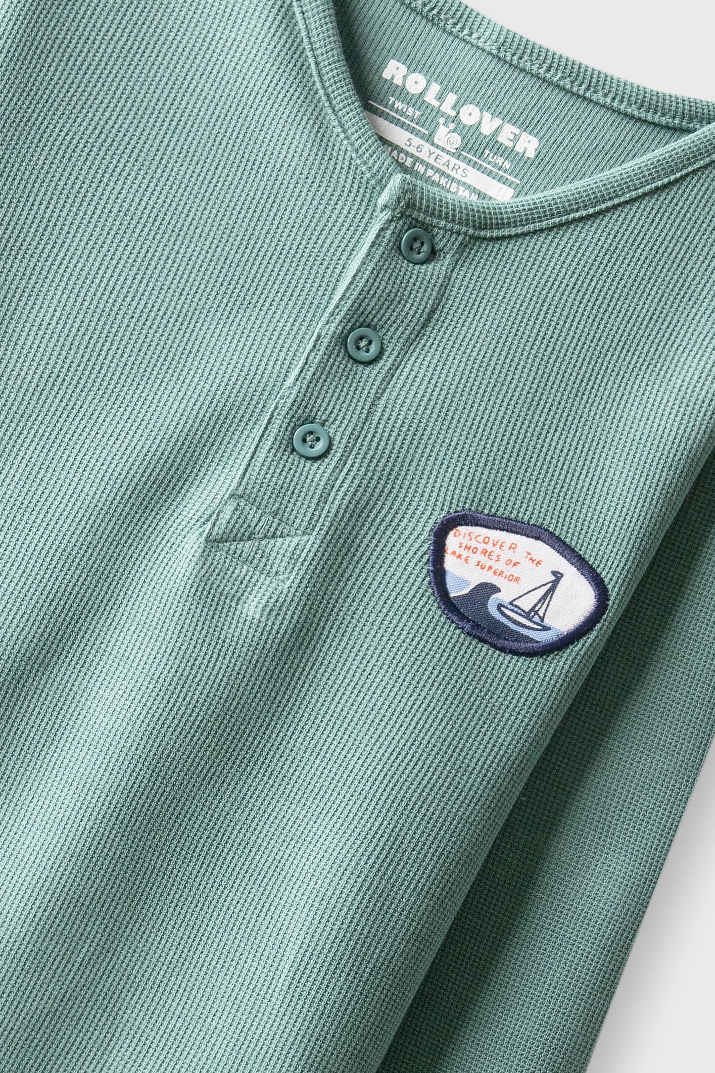 Boys Green Henley Waffle Co-ord Set