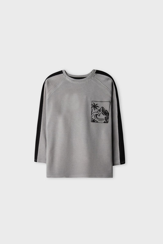 Boys Shadow Grey Raglan Tee