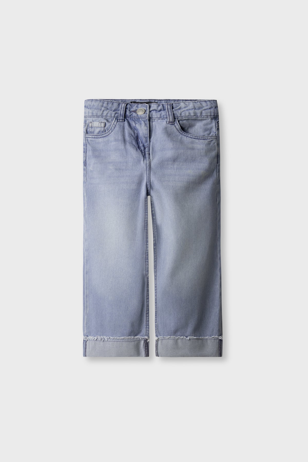 Girls Sky Turn-Up Wide Jeans