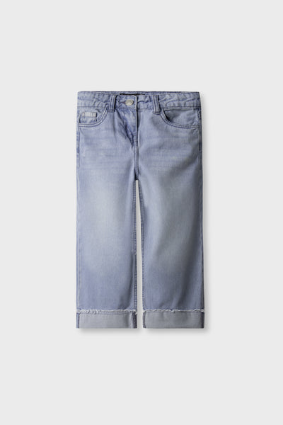 Girls Sky Turn-Up Wide Jeans