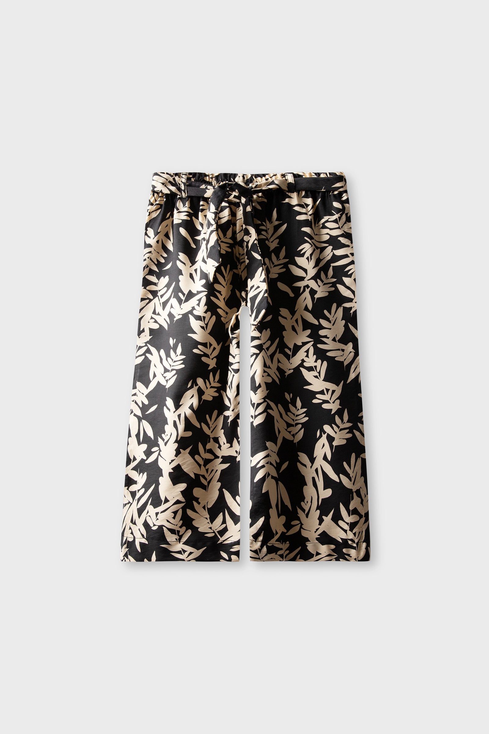 Leafscape Black Cotton Culottes