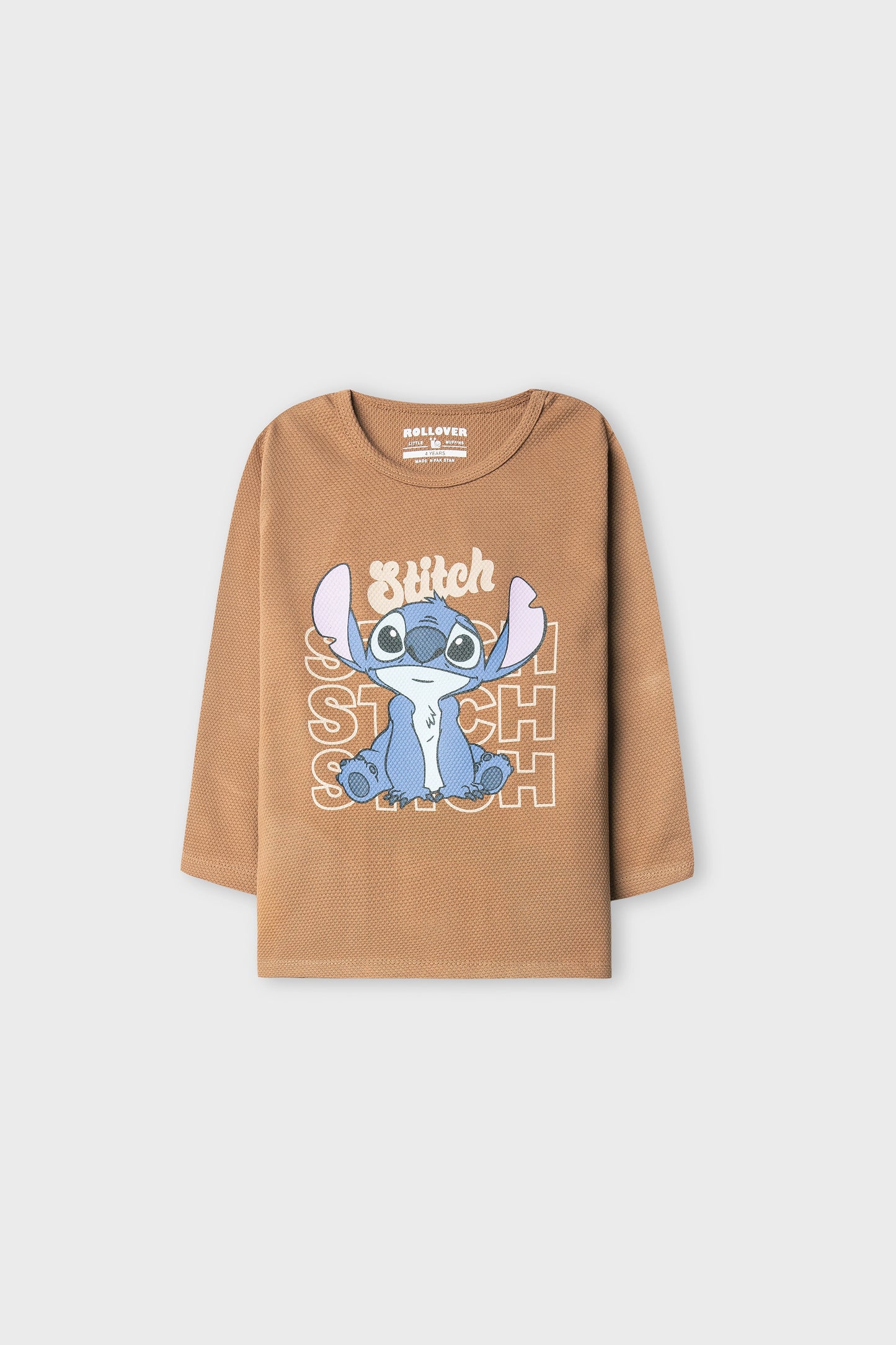 Girls Stitch Pop Brown Textured Tee