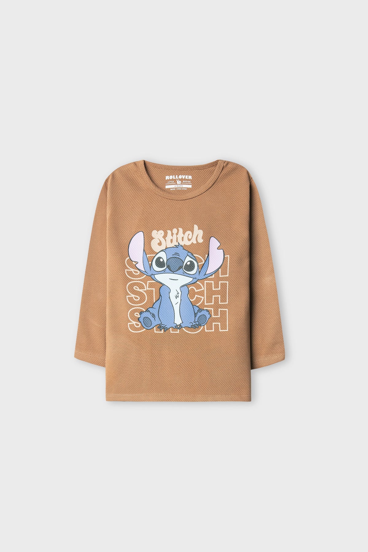 Girls Stitch Pop Brown Textured Tee