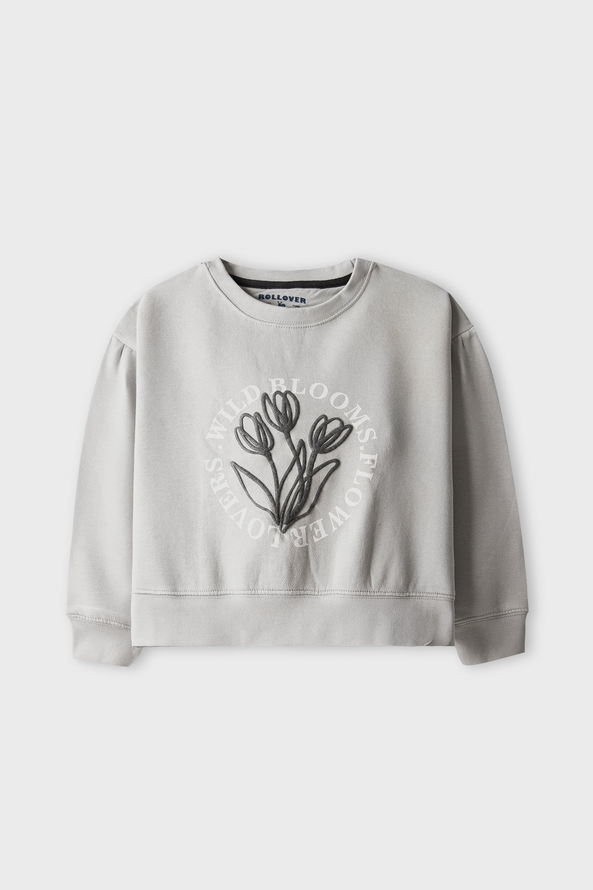 Girls Wild Bloom Gray Fleece Sweatshirt
