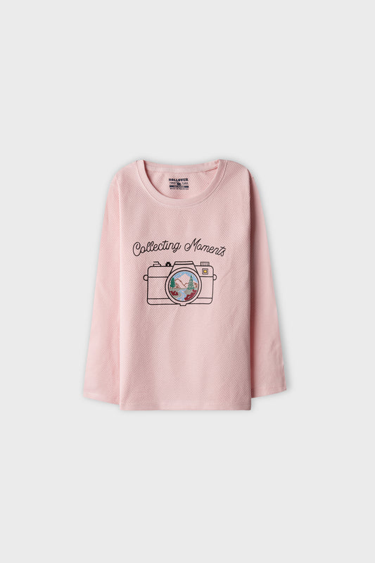 Girls Pink Snapshot Ottoman Tee