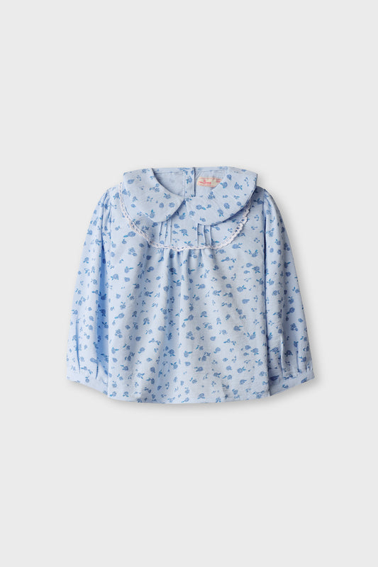 Cloud Blossom Pintuck Cotton Top