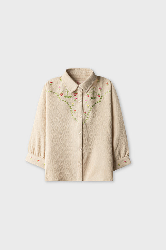 Beige Blossom Embroidered Top