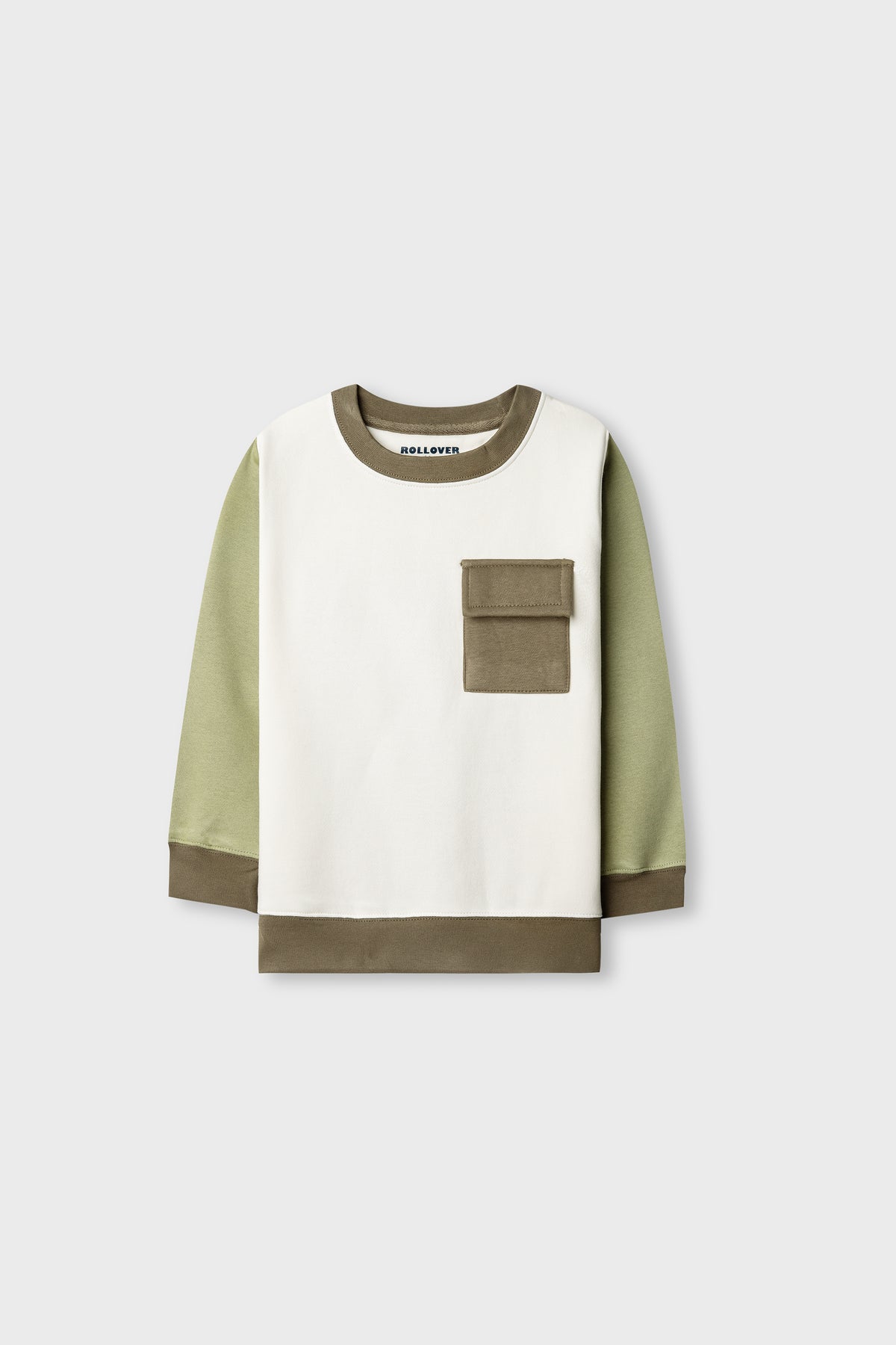 Boys Olive Contrast Off-White Sweatshirt