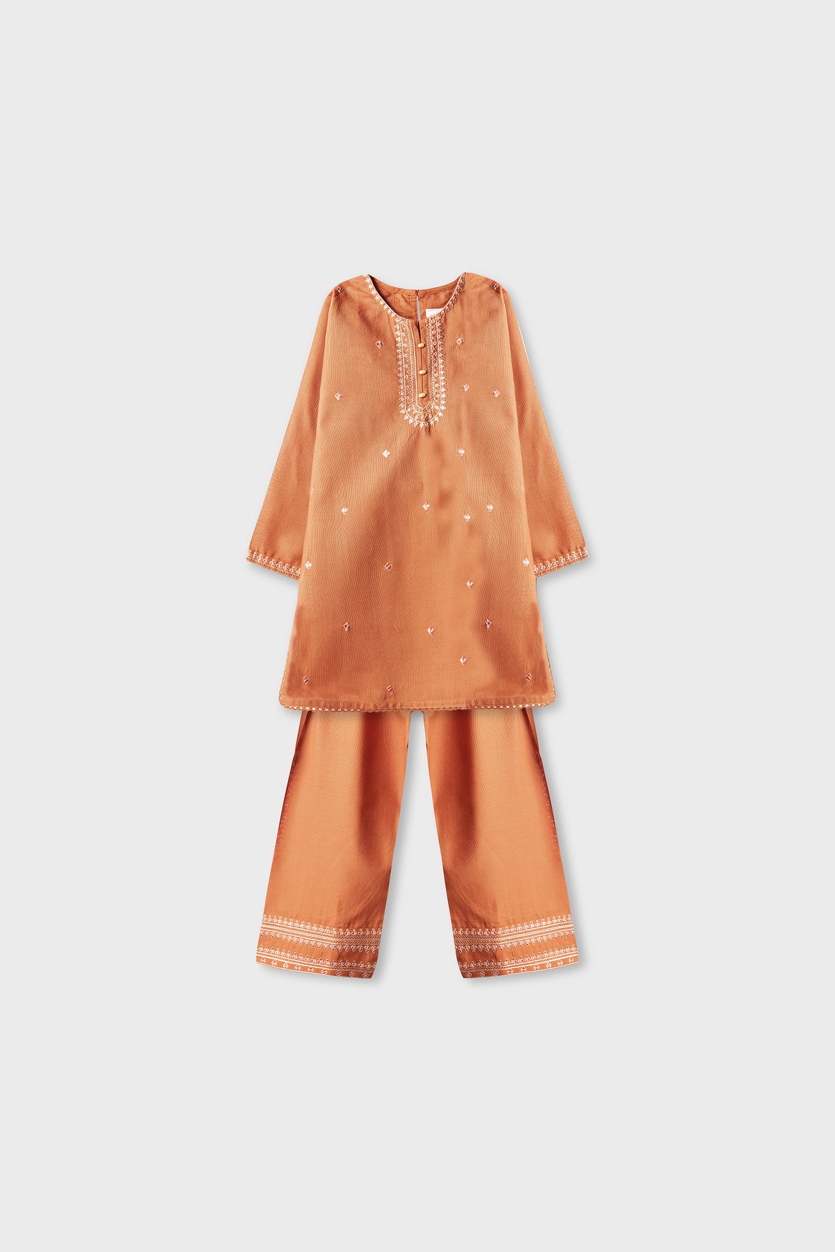 Rust Artisan Embroidered Kurta Shalwar - 2pc