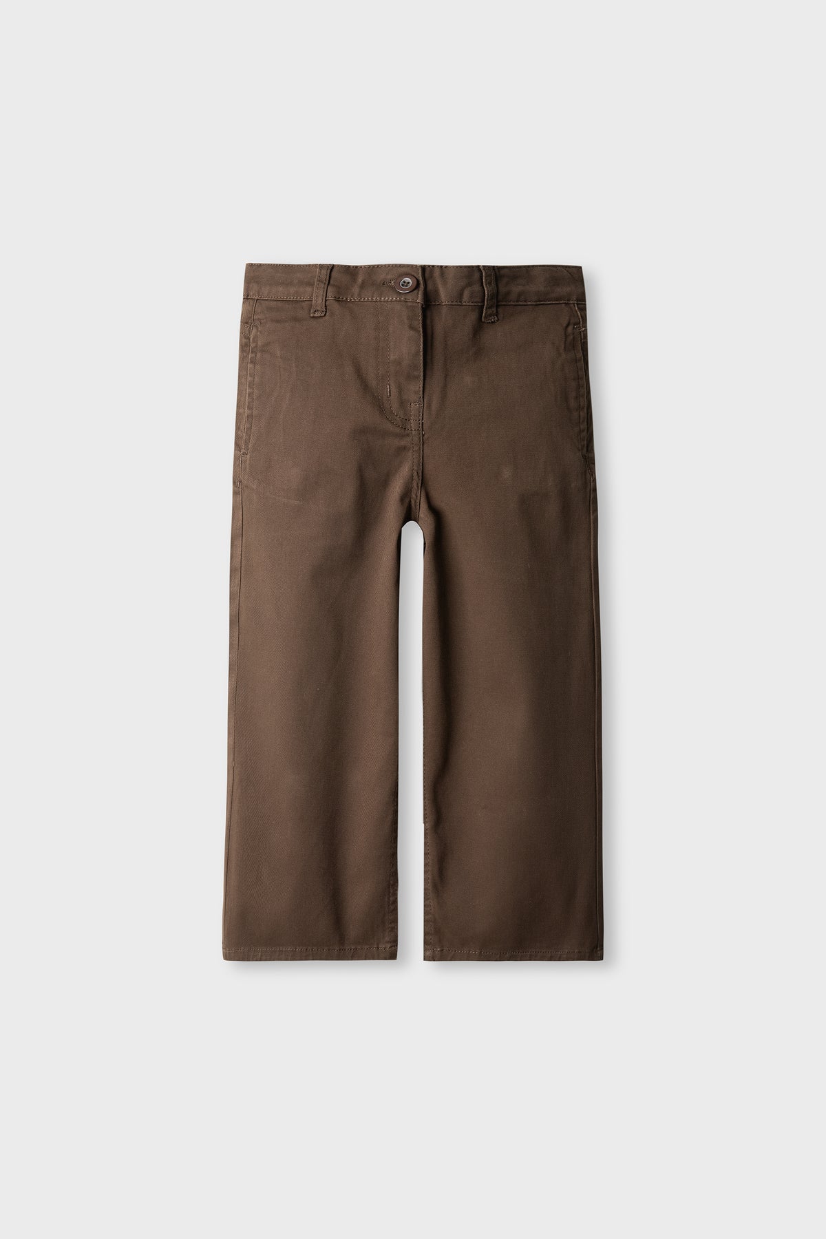 Girls Solid Cocoa Wide-Leg Pants