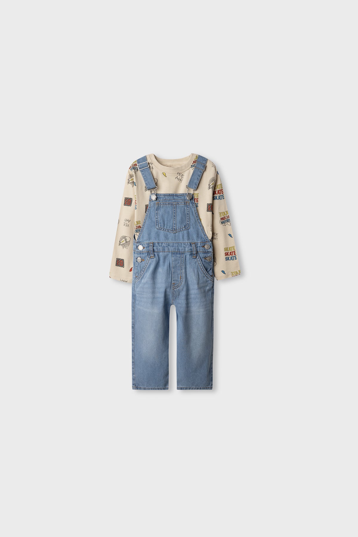 Boys Safari Blue Dungaree Set
