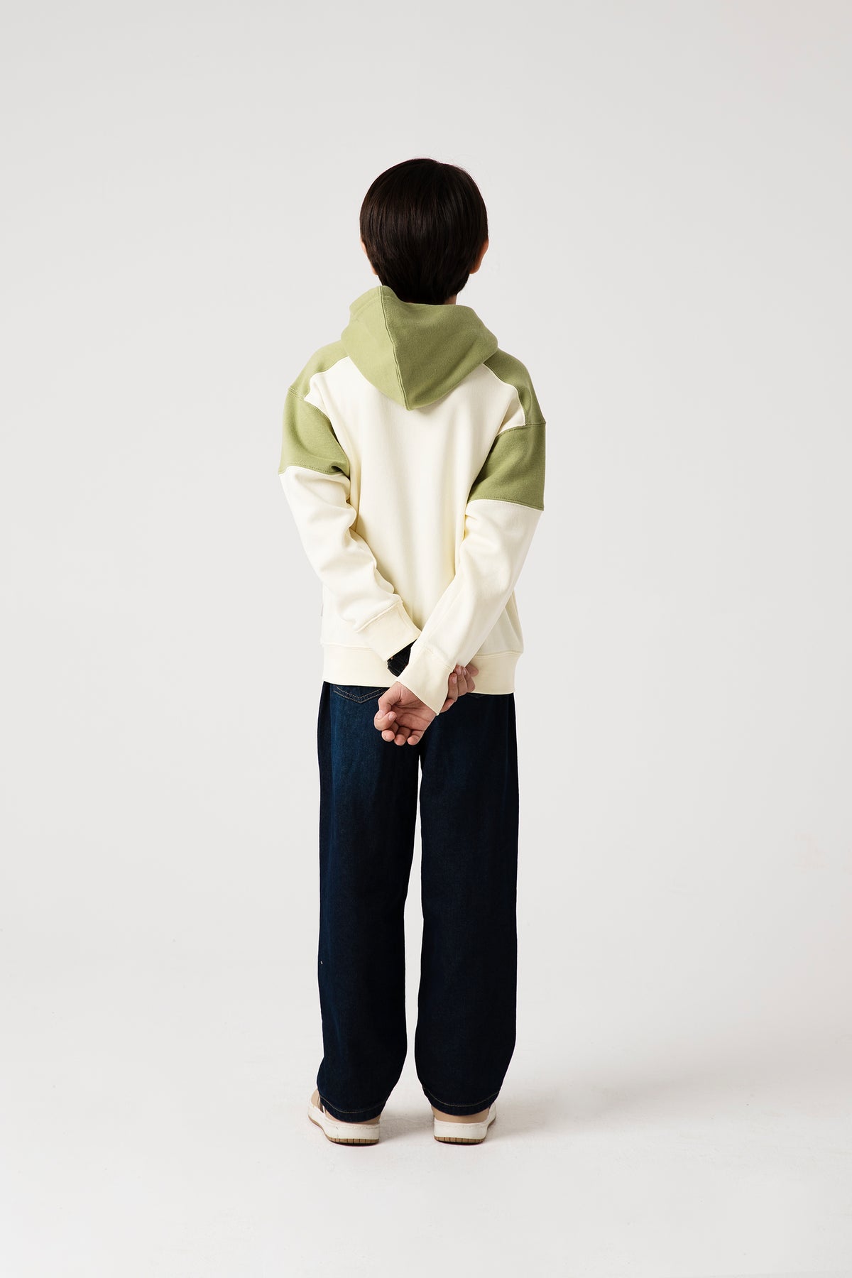 Boys Olive Contrast Fleece Hoodie