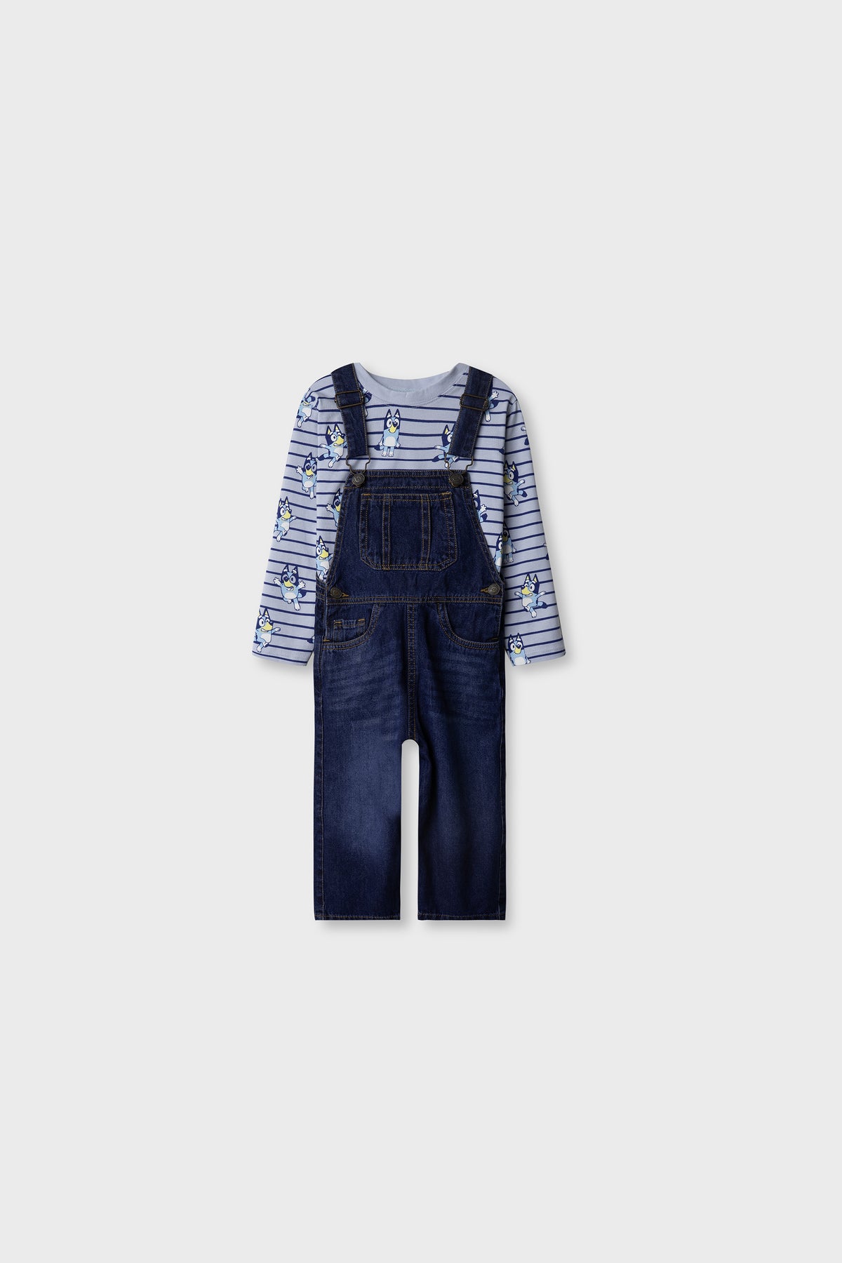 Junior Boys Trek Mid-Blue Dungaree Set