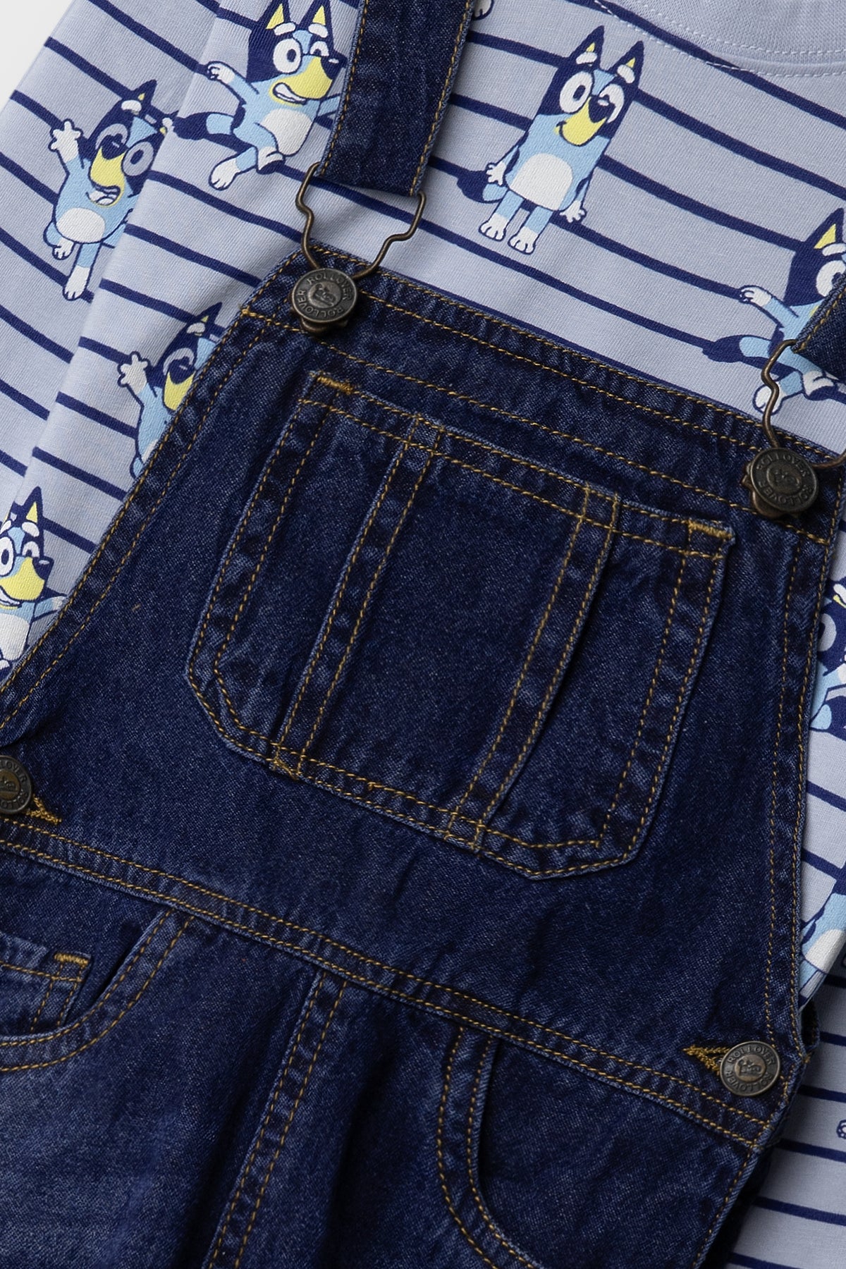 Junior Boys Trek Mid-Blue Dungaree Set