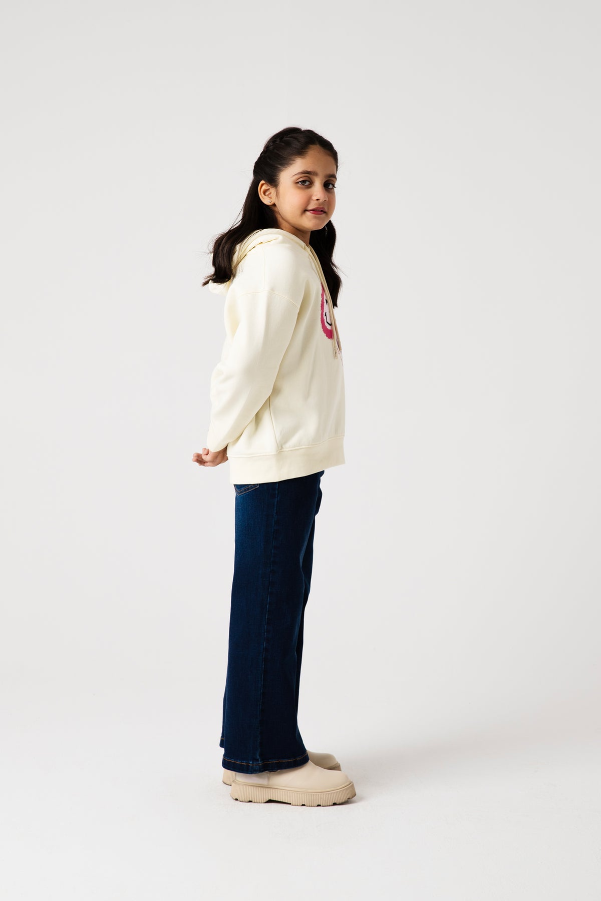Girls Soft Smiley Fleece Hoodie