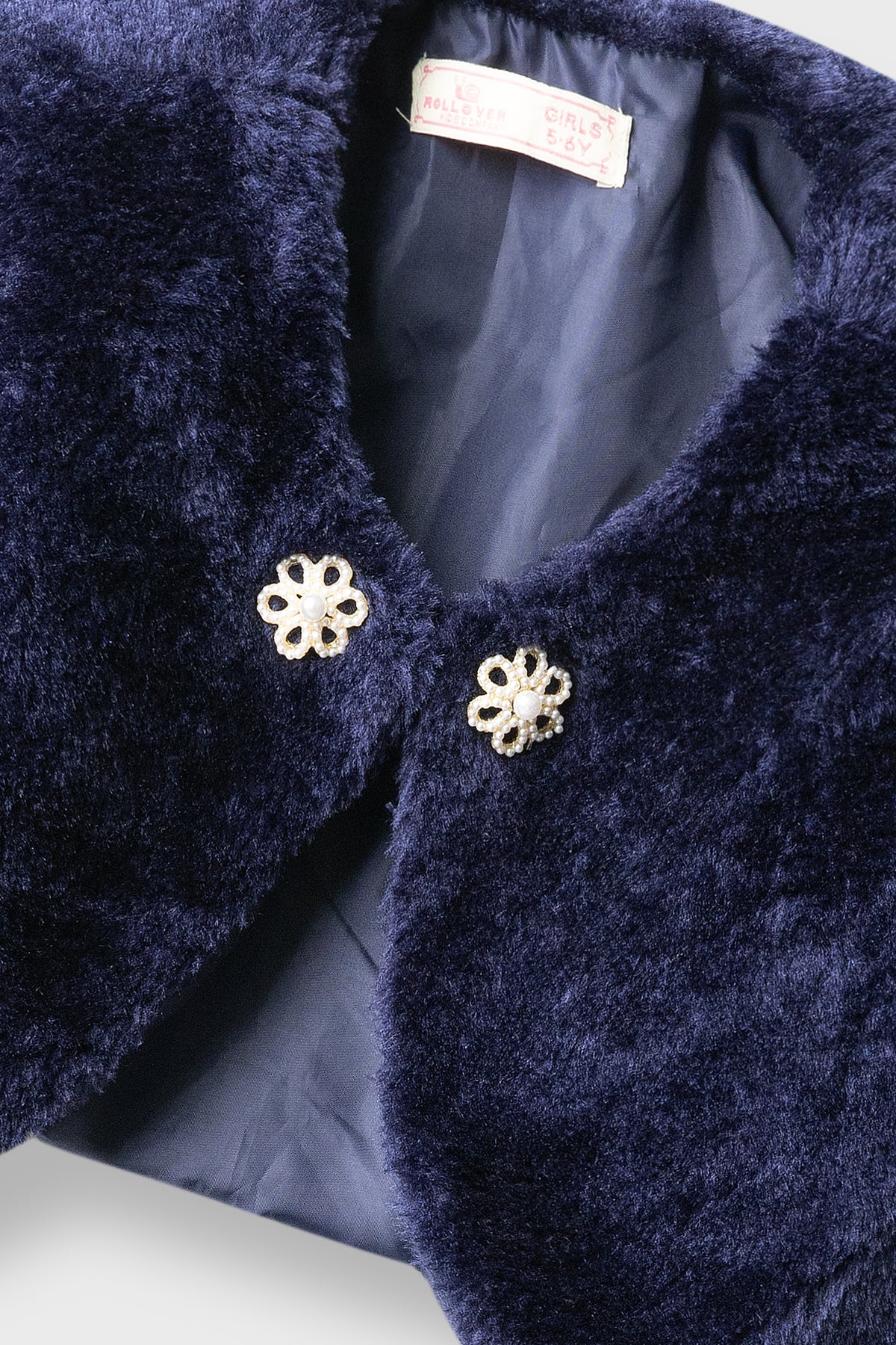 Girls Navy Luxe Fur Shrug