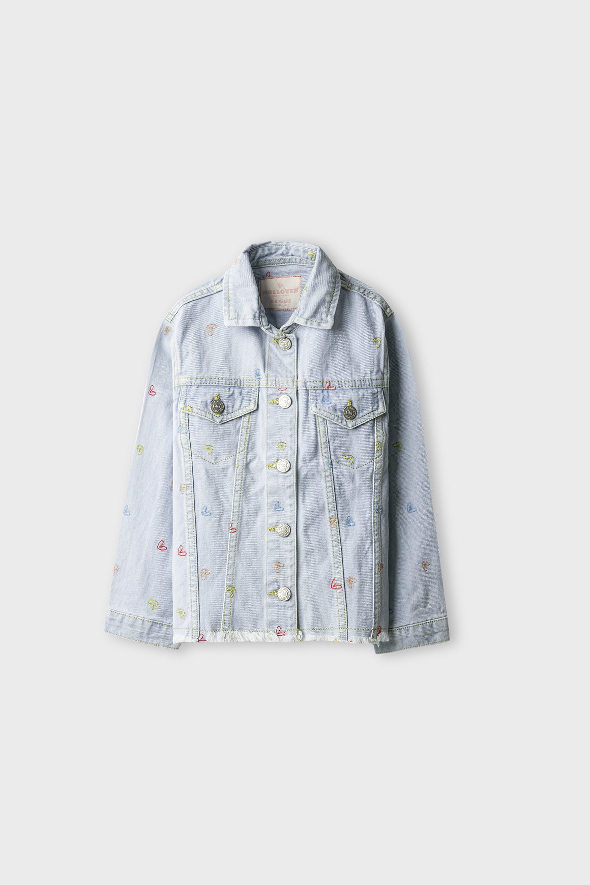 Girls Soft Blue Embroidered Denim Jacket