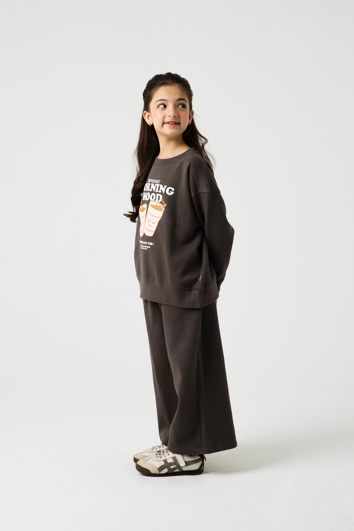 Girls Charcoal Coffee Club Fleece Co-ord Set