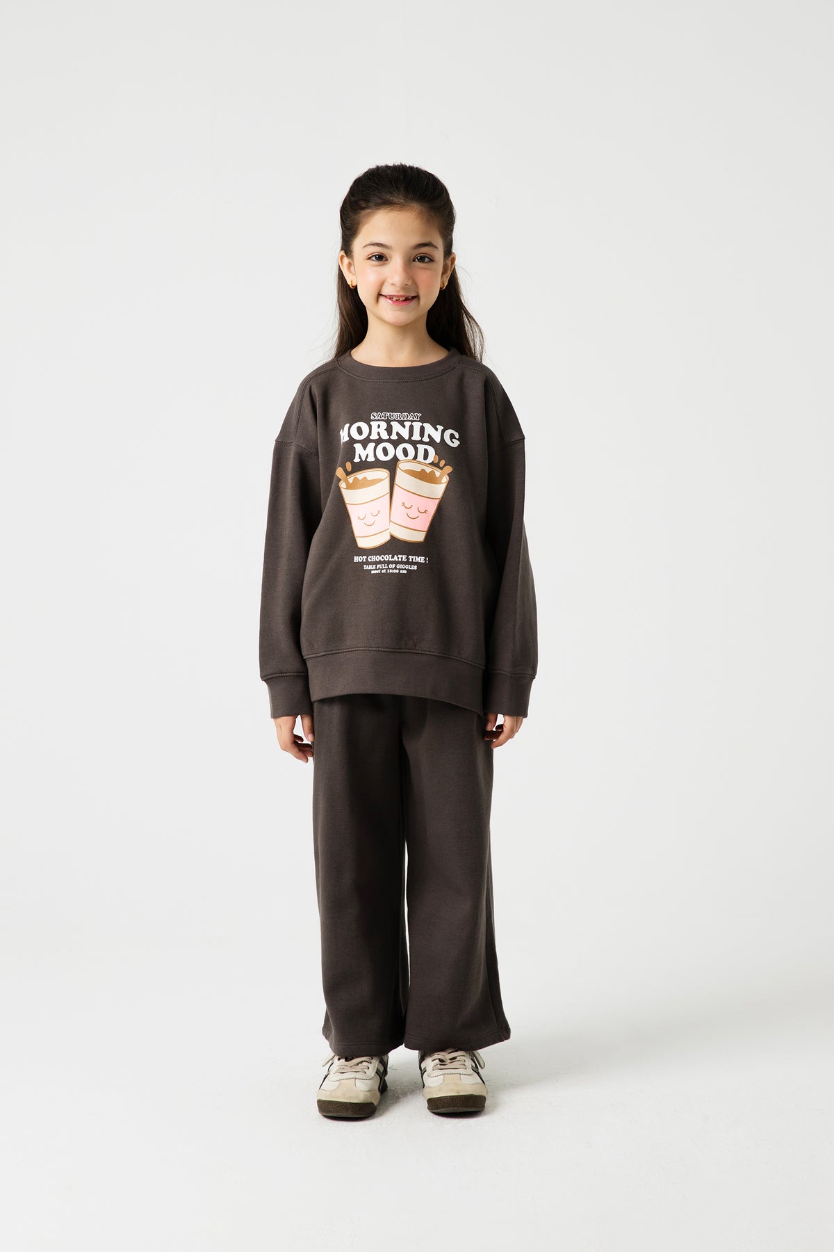 Girls Charcoal Coffee Club Fleece Co-ord Set