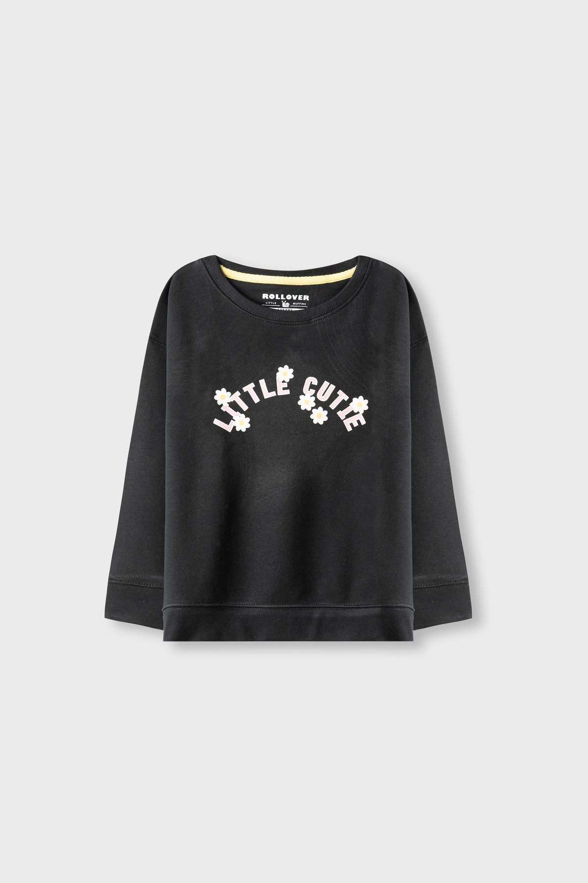Girls Black Daisy Fleece Sweatshirt