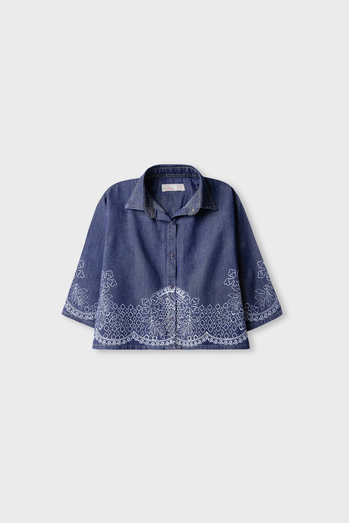 Indigo Embroidered Denim Top