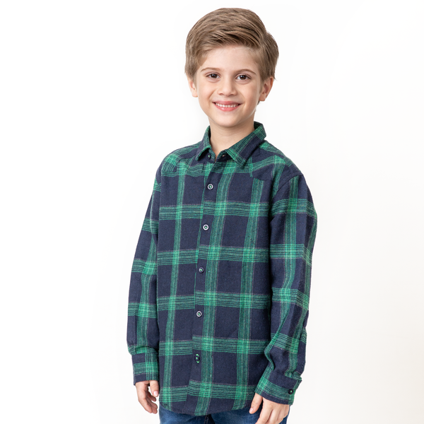 Green Flannel Boys Shirt