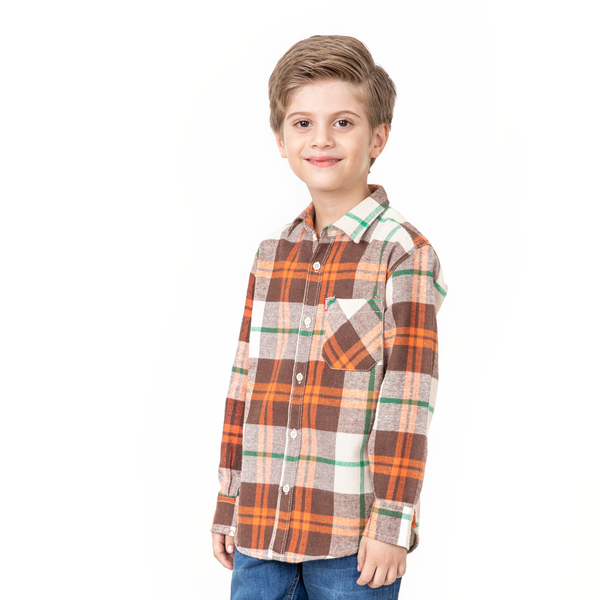 Orange Flannel Boys Shirt