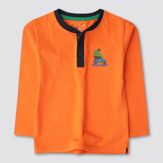 Orange Henley Boys T-Shirt