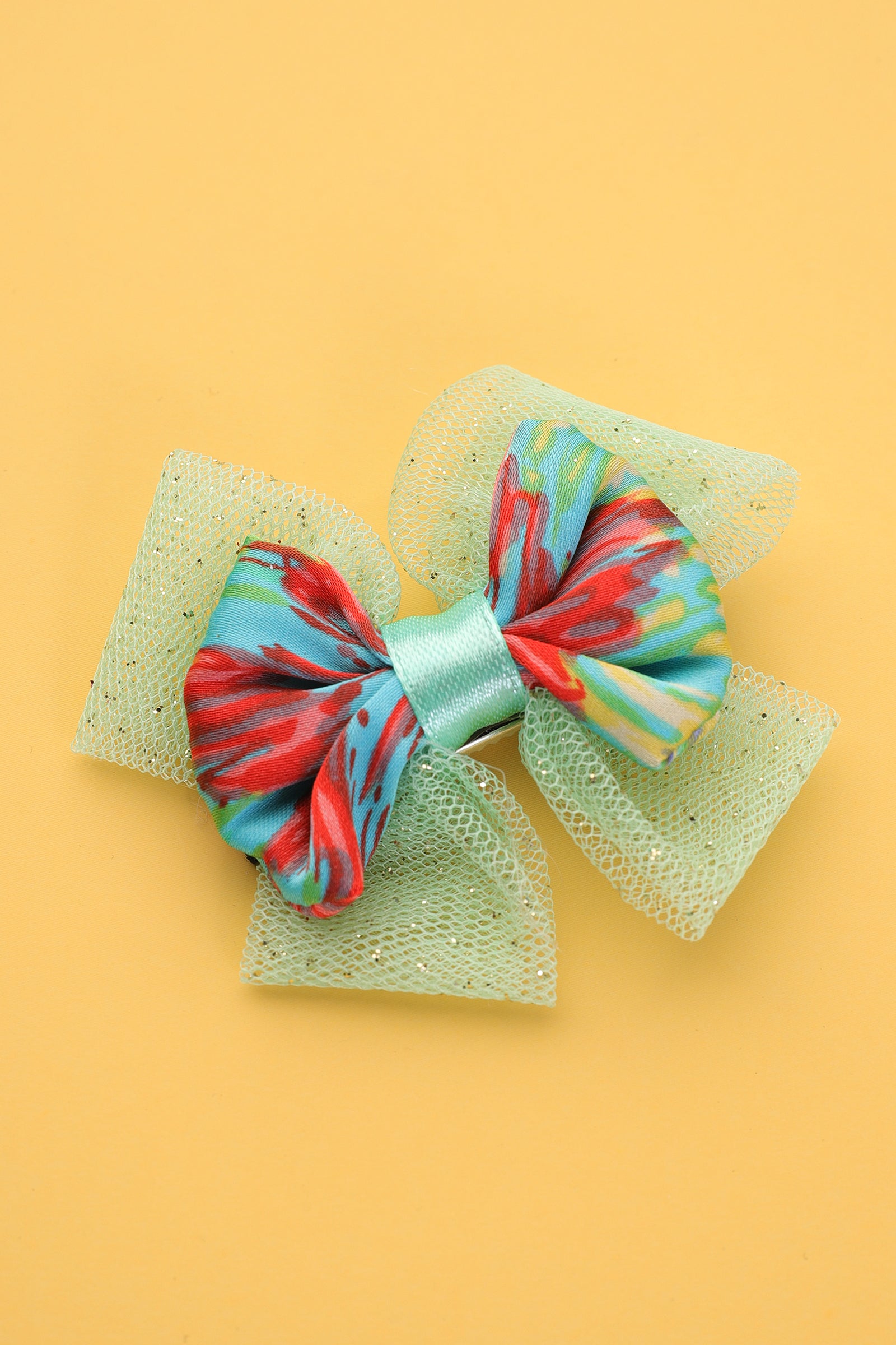 Green Double Bow Hair Clip