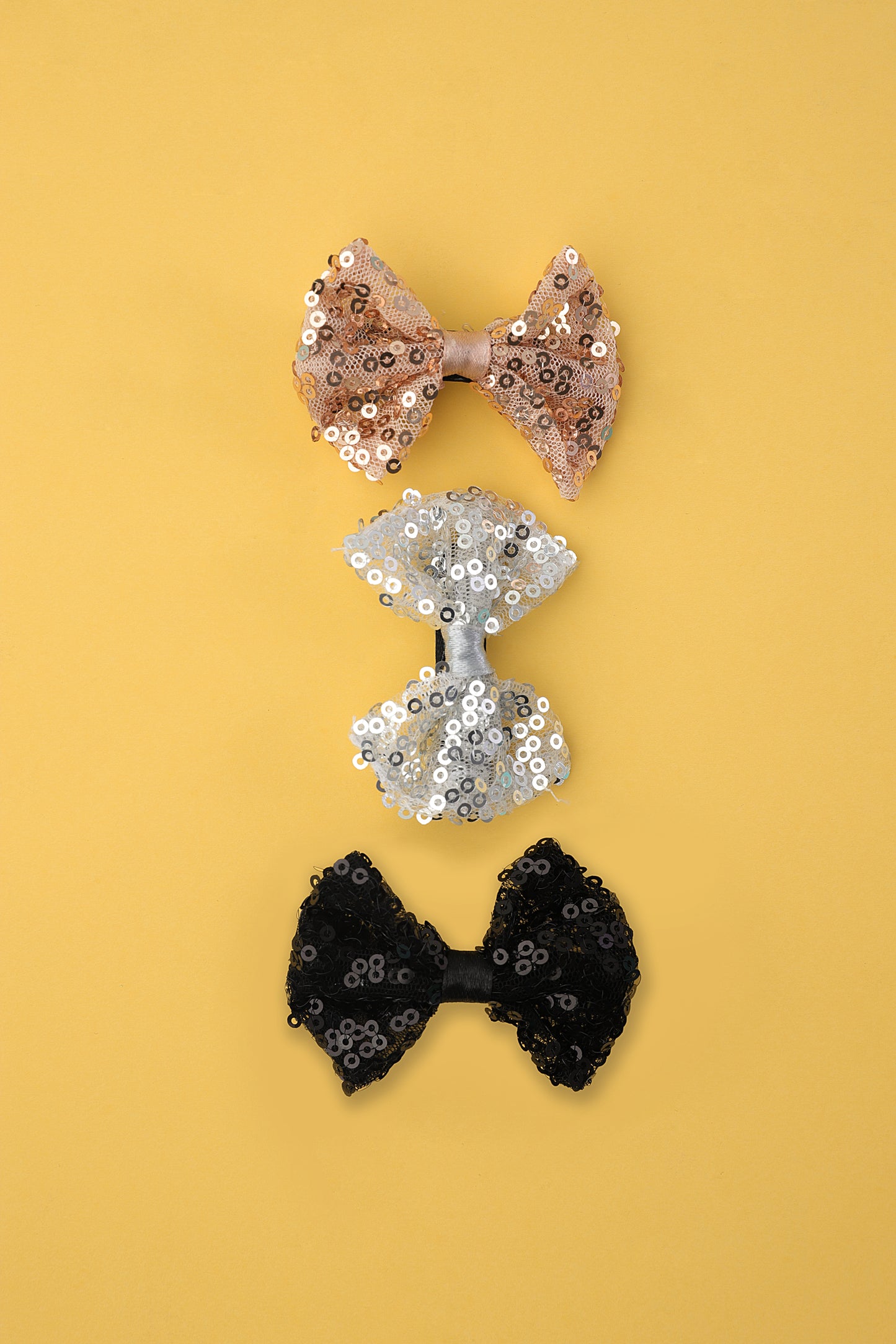 Shiny Sequence Bow Hair Clip Set
