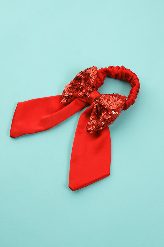 Red Sequence Bow Scrunchie