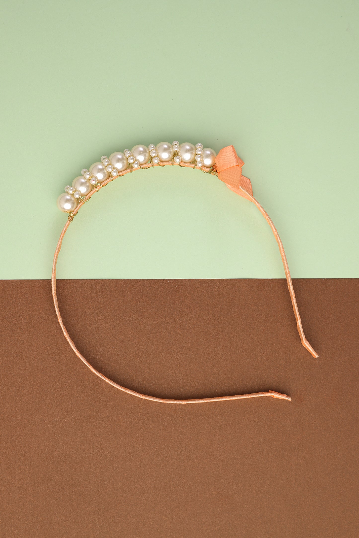 Peach Faux Pearl Headband