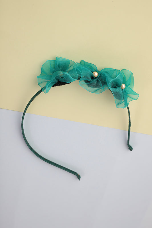 Green Mesh Flowers Headband