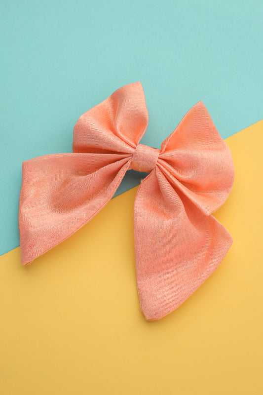 Peach Big Bow Hair Clip