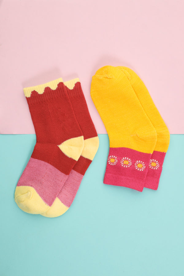 Pair of 2 Assorted Multicolored Ankle Socks