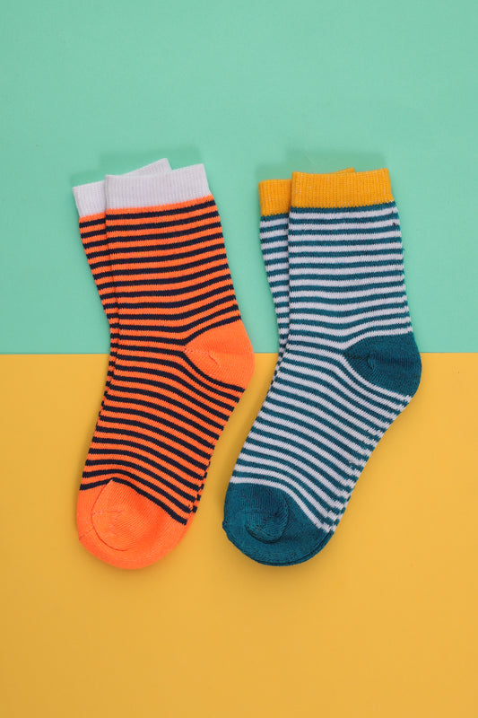 Pair of 2 Unisex Multicolored Quarter Socks