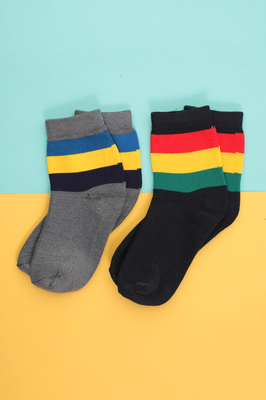 Pair of 2 Unisex Multicolored Quarter Socks